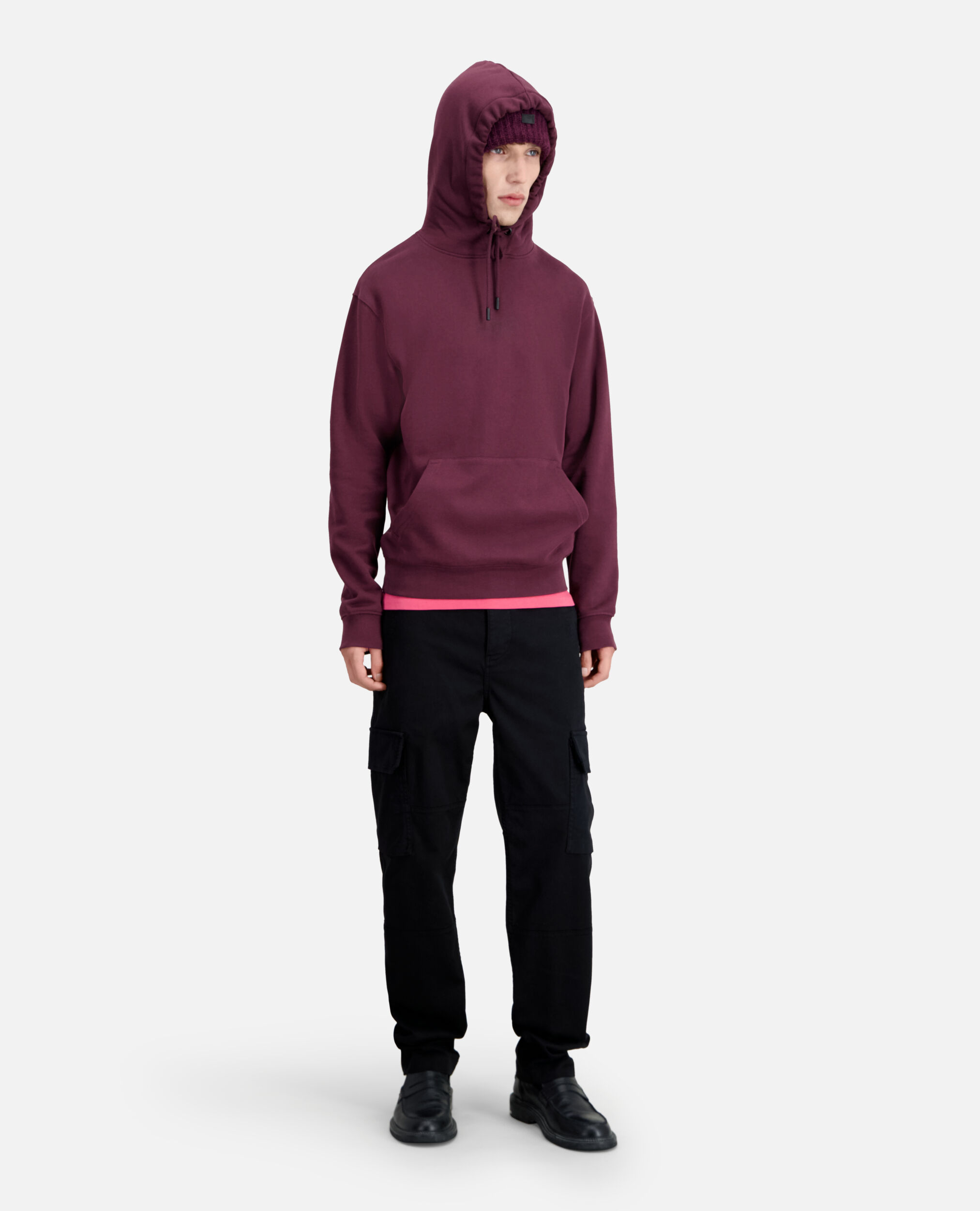 Men's Burgundy hoodie with logo, BORDEAUX, hi-res image number null