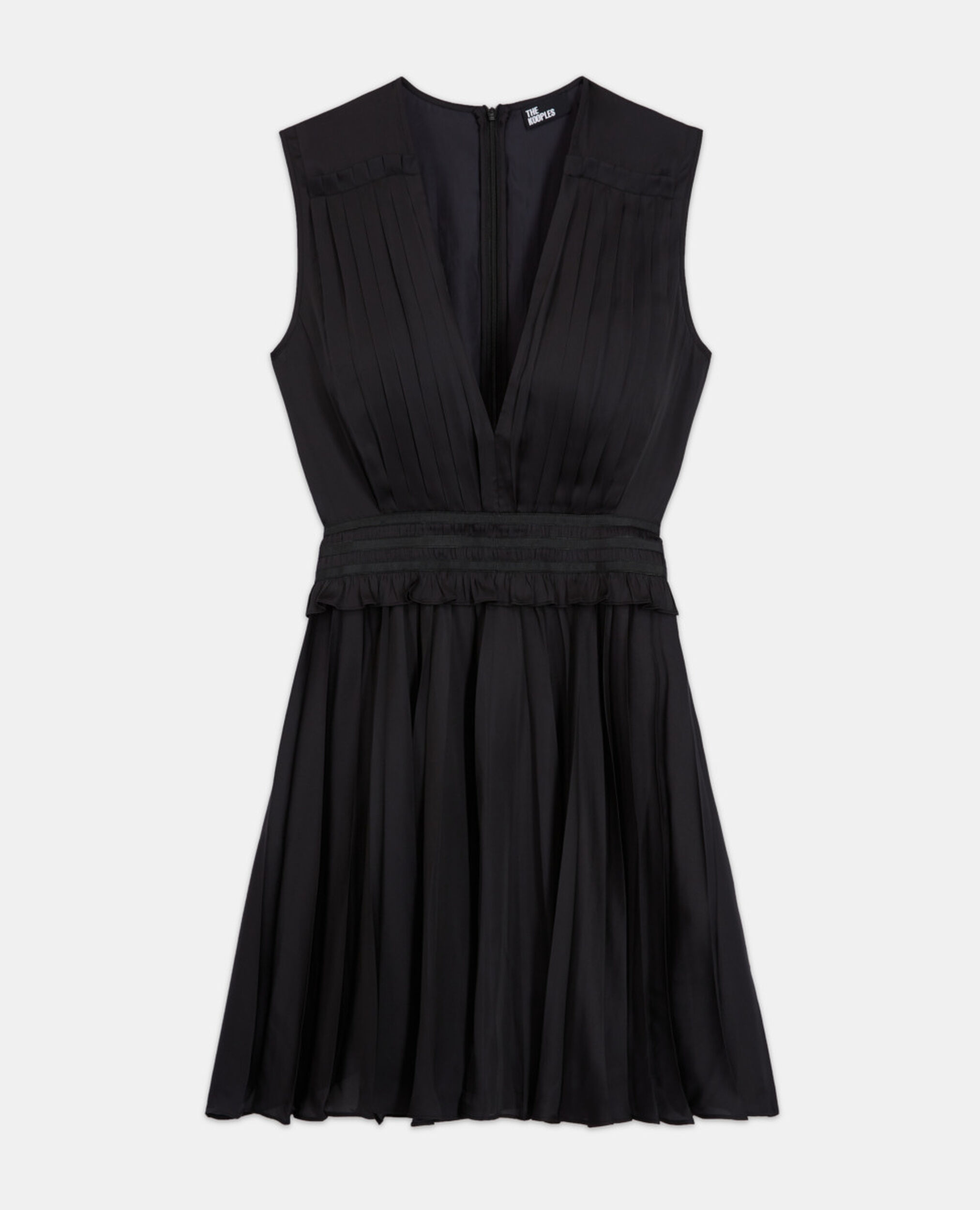 Pleated short black dress, BLACK, hi-res image number null