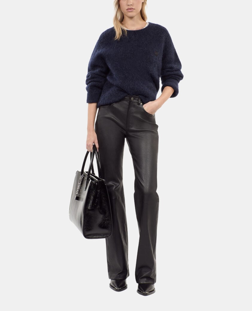 The Kooples FEMME BLACK pantalon flare en cuir noir