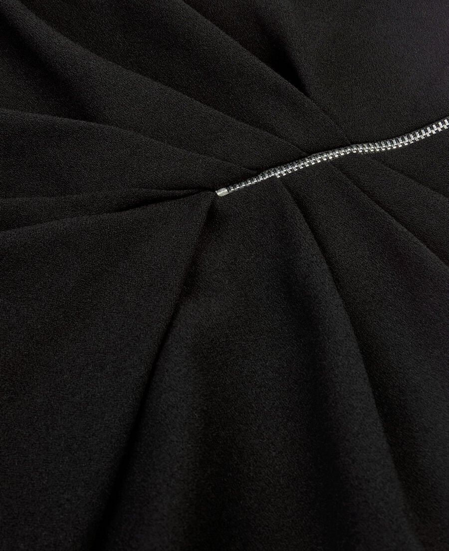 The Kooples FEMME BLACK jupe courte en crêpe avec zip noire