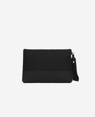 The Kooples HERREN BLACK reisetasche aus canvas und genarbtem leder in schwarz