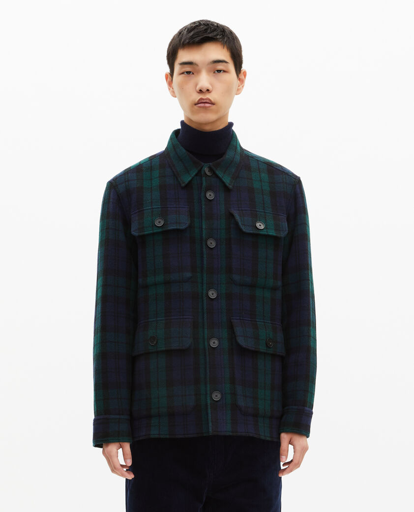 The Kooples MEN GREEN / BLACK dark green tartan overshirt