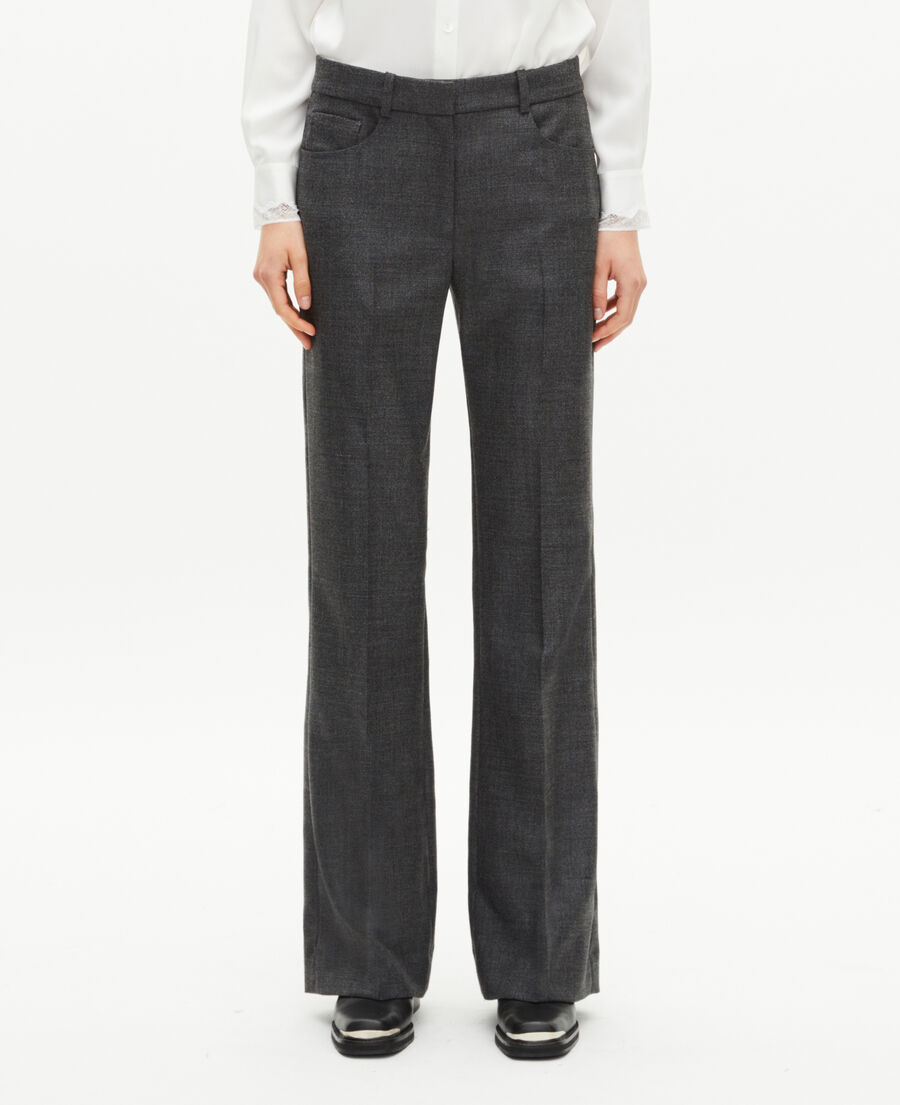 The Kooples WOMEN BLACK dark gray wool bootcut tailored pants
