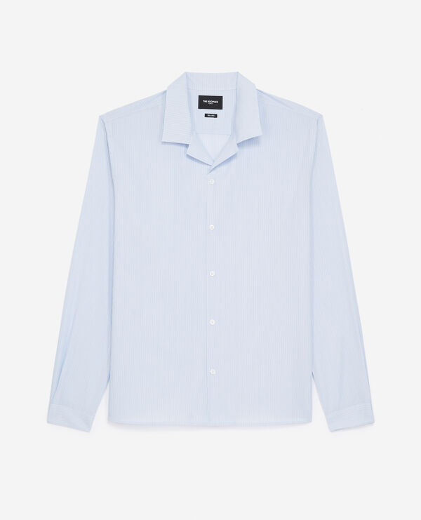 camisa algodón azul y blanca rayas