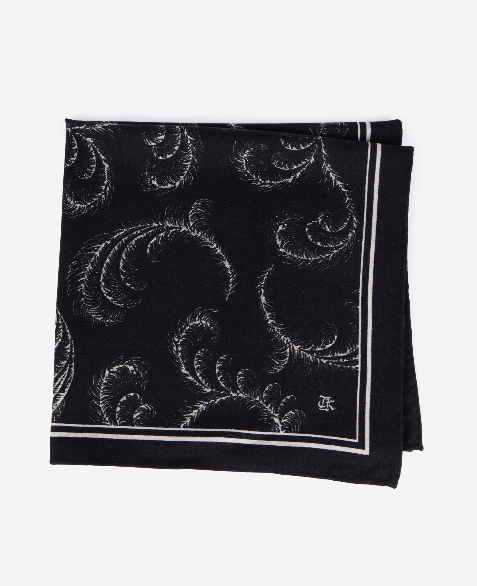 The Kooples WOMEN BLACK WHITE black printed wool and silk scarf