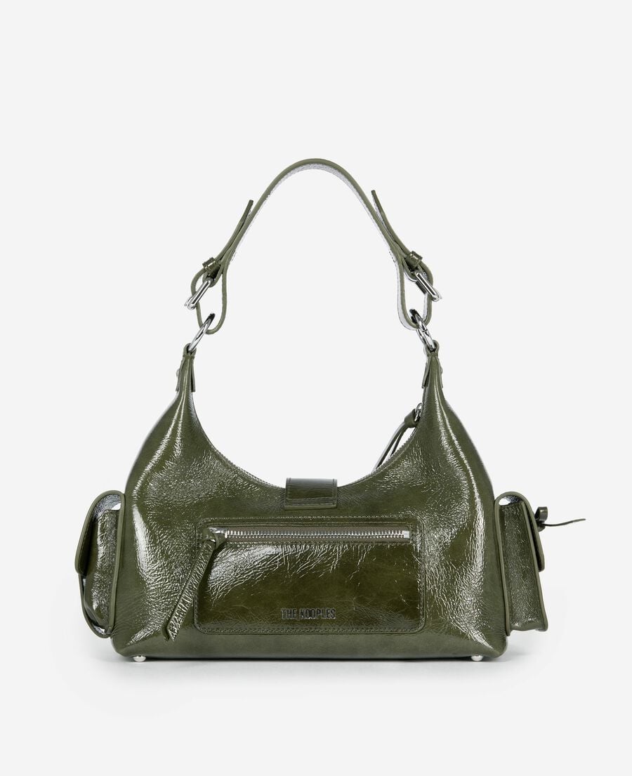 The Kooples FEMME OLIVE sac amelia en cuir craquelé vert