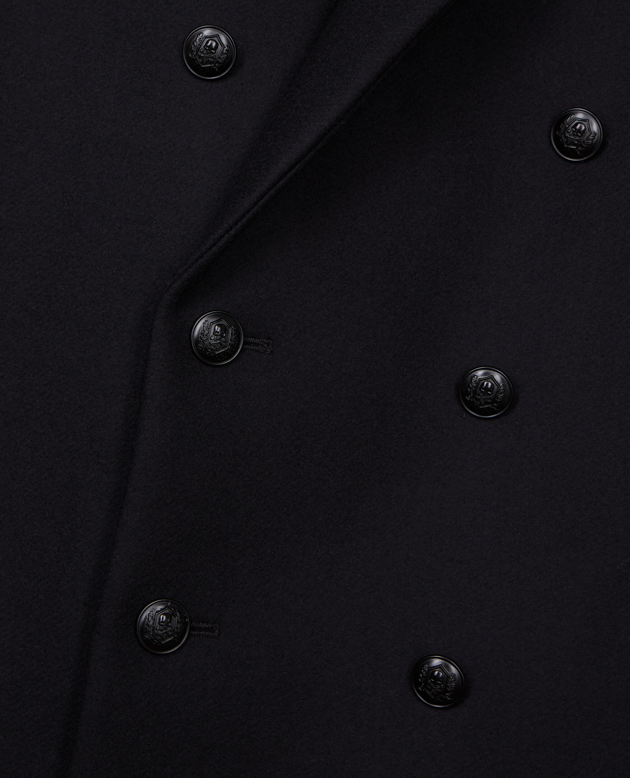 Manteau noir long en laine, BLACK, hi-res image number null