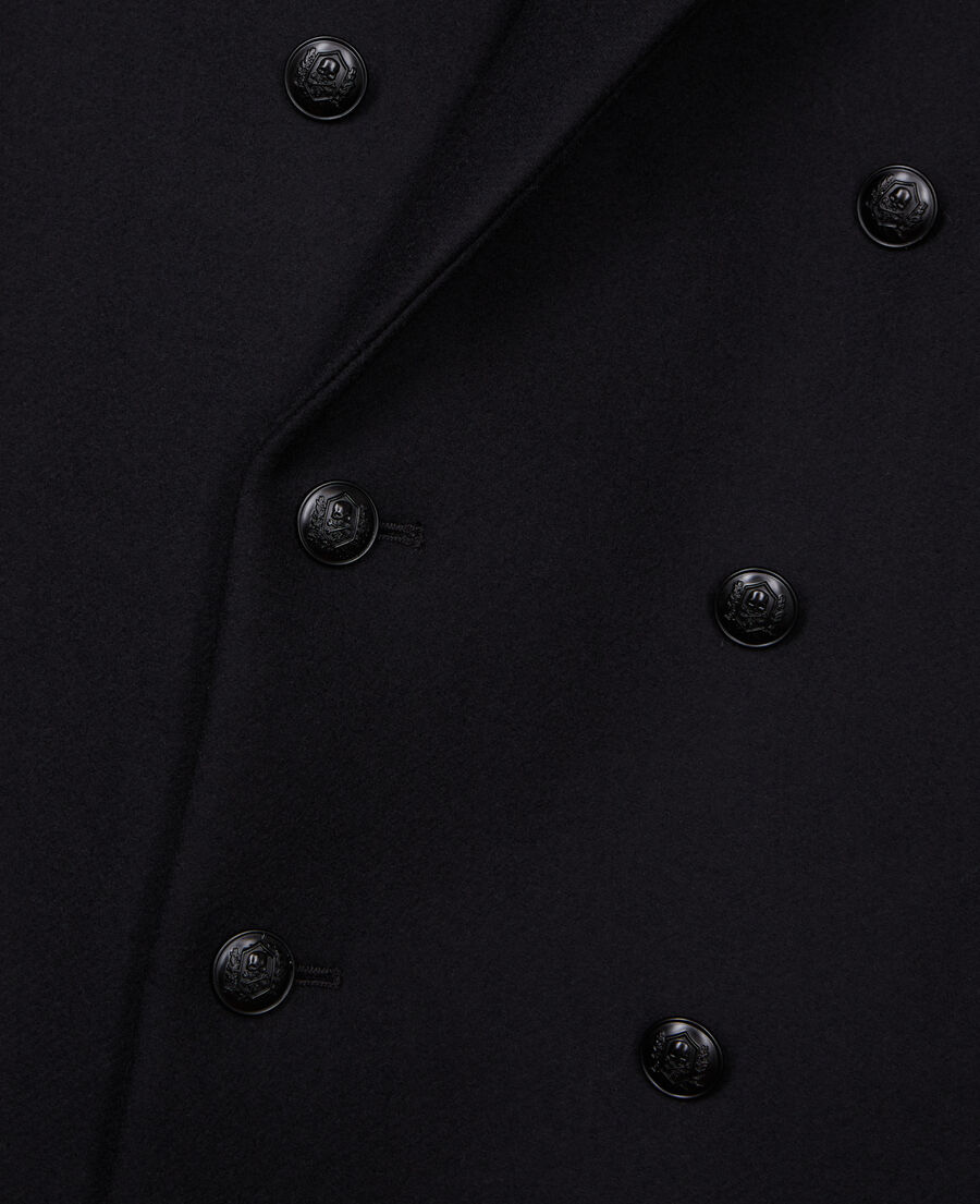 langer schwarzer mantel aus wolle