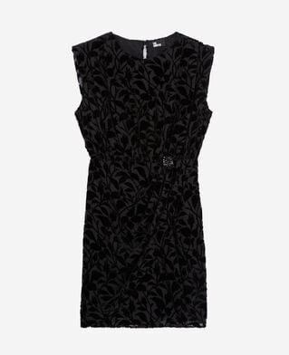 The Kooples FEMME BLACK robe courte noire en velours dévoré
