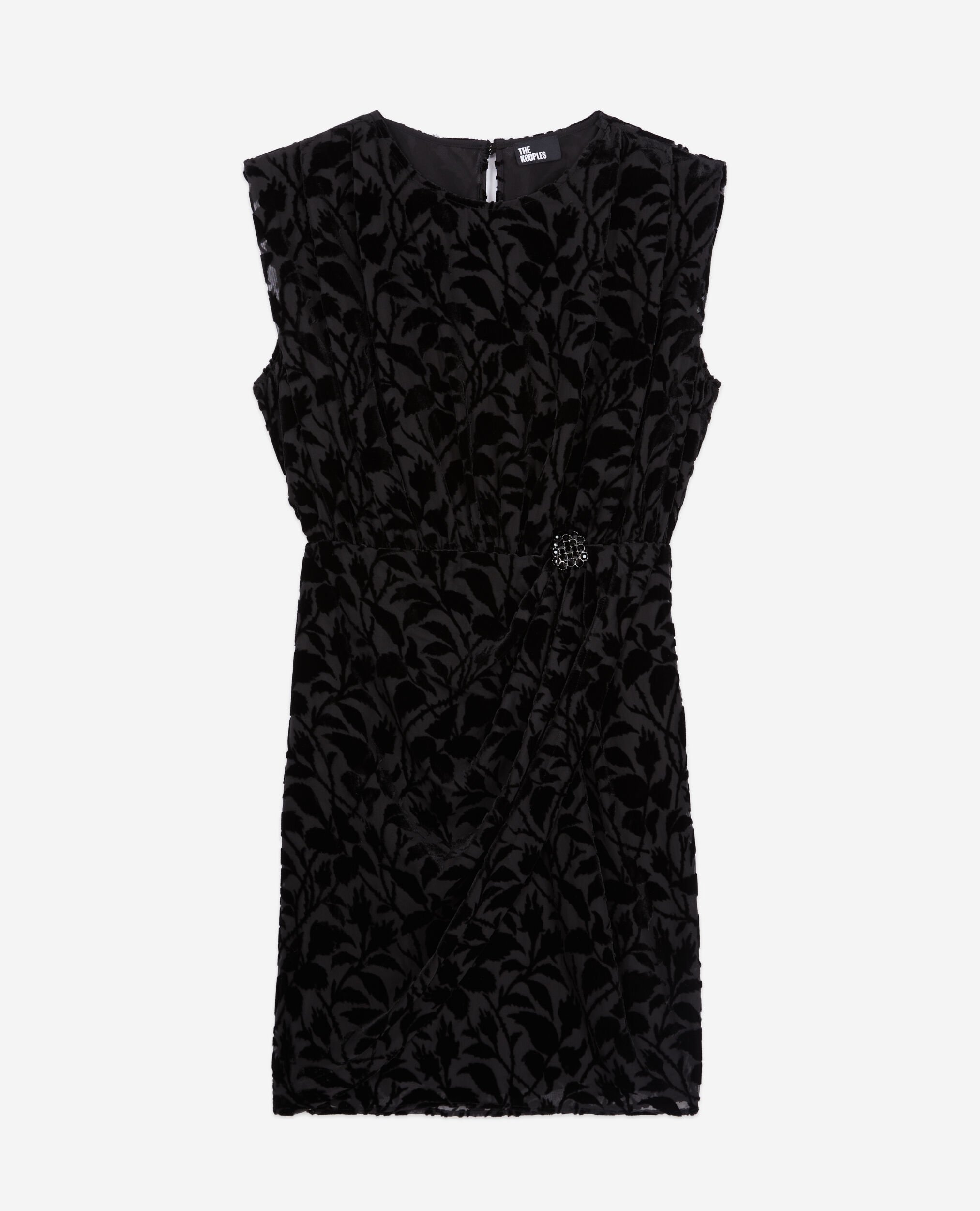 Robe courte noire en velours dévoré, BLACK, hi-res image number null