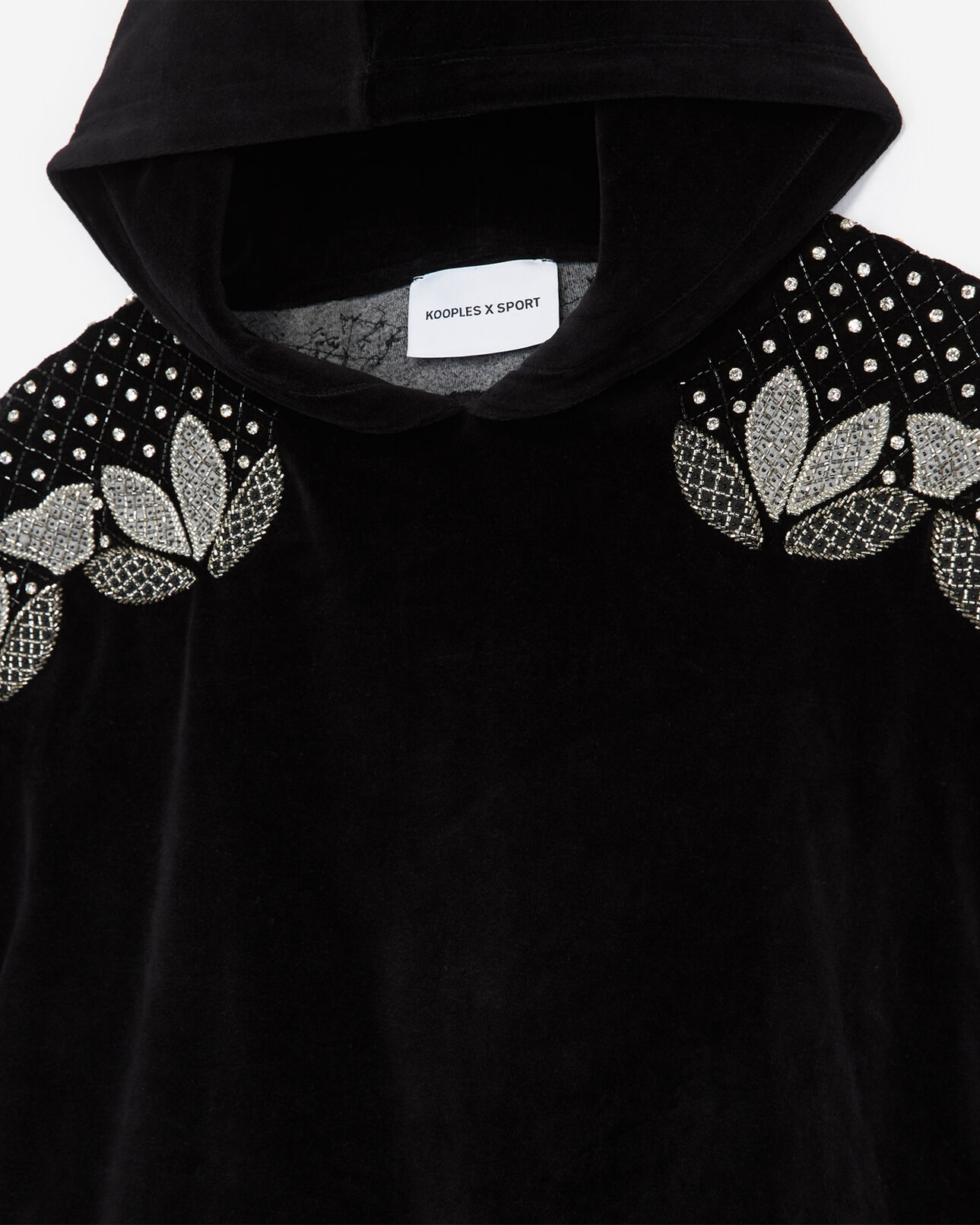 The Kooples WOMEN BLACK black hoodie with rhinestone embroidery