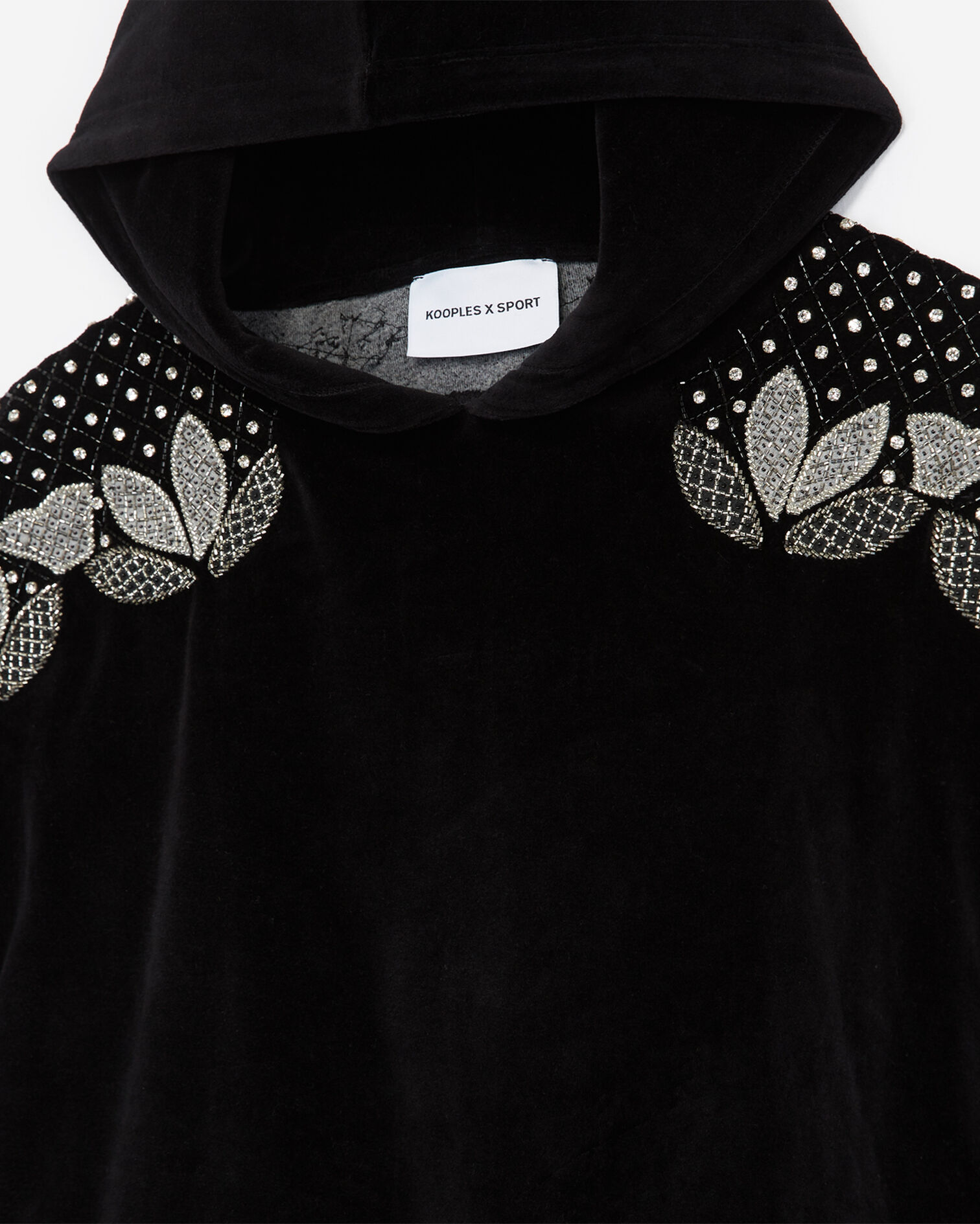 Black hoodie with rhinestone embroidery, BLACK, hi-res image number null