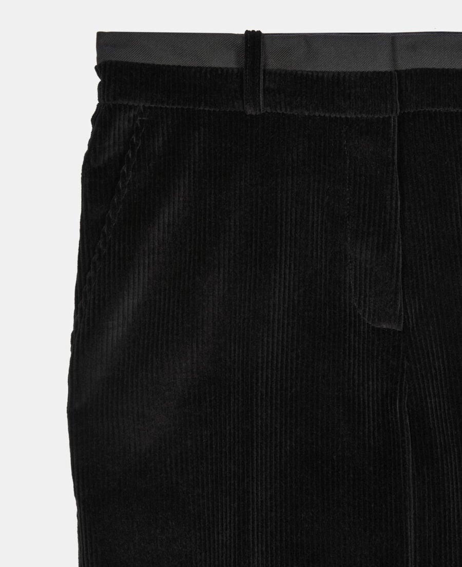 The Kooples FEMME BLACK pantalon tailleur droit en velours côtelé noir