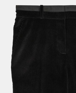 The Kooples FEMME BLACK pantalon tailleur droit en velours côtelé noir