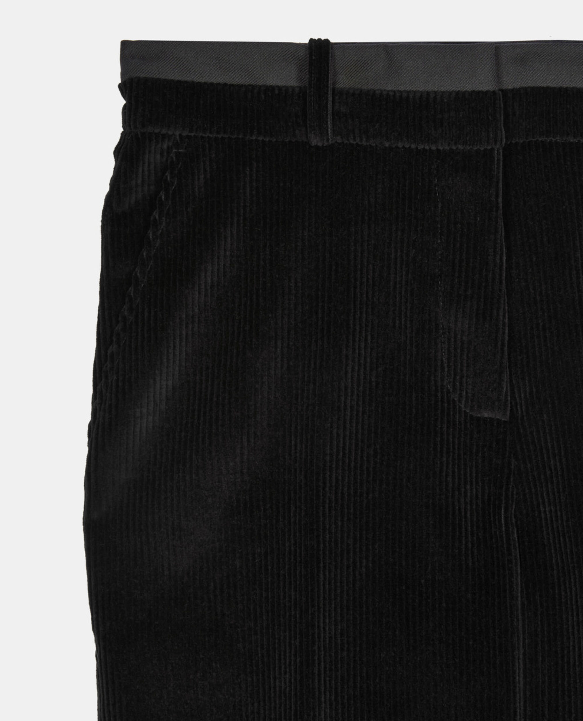 Black corduroy straight-leg tailored pants, BLACK, hi-res image number null
