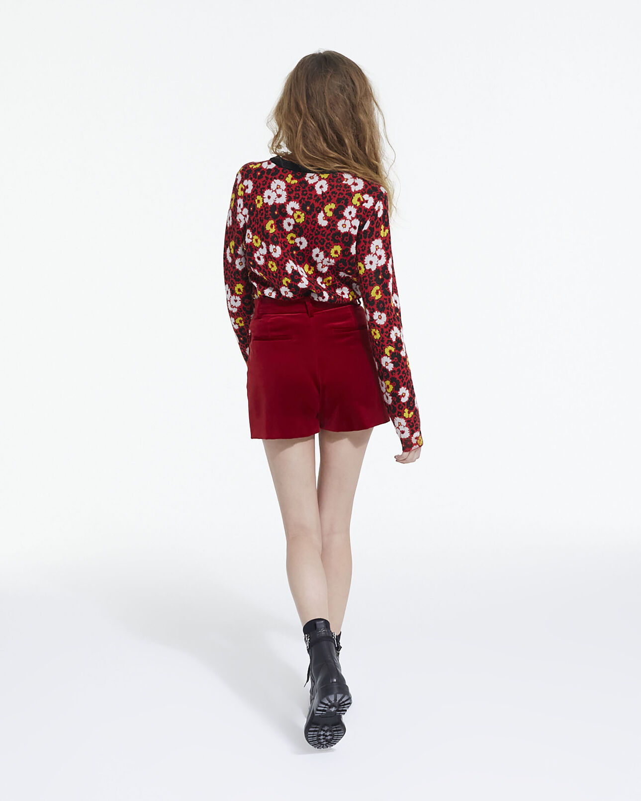 The Kooples WOMEN RED red velvet shorts