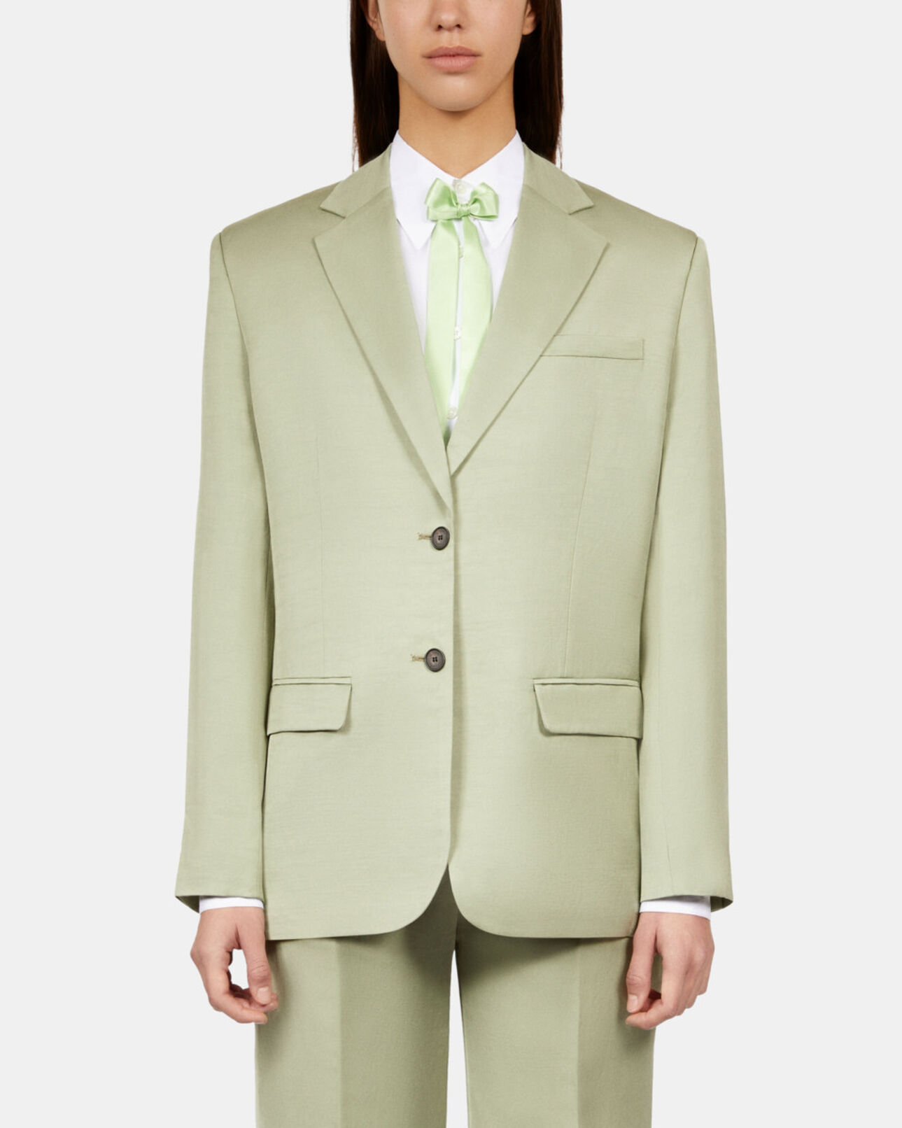 The Kooples WOMEN KAKI GREY light green linen suit jacket