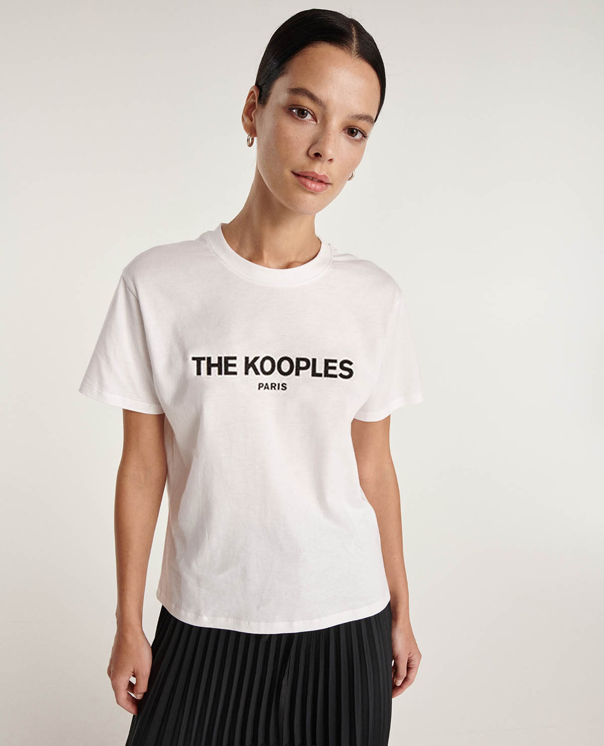 Weißes Baumwoll-T-Shirt mit The Kooples-Logo, WHITE, hi-res image number null