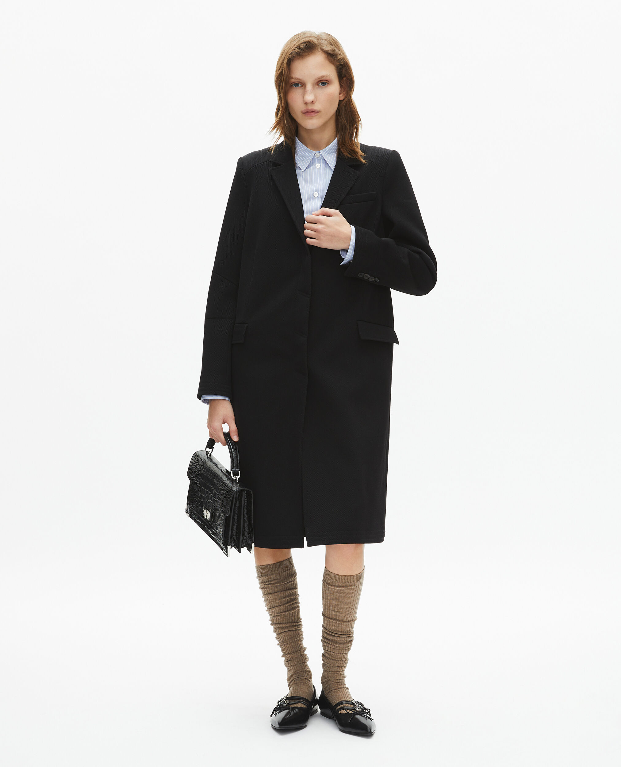 Abrigo largo lana negro, BLACK, hi-res image number null