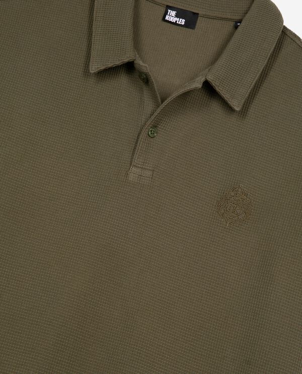 The Kooples HOMME KAKI polo en nid d'abeille avec blason kaki