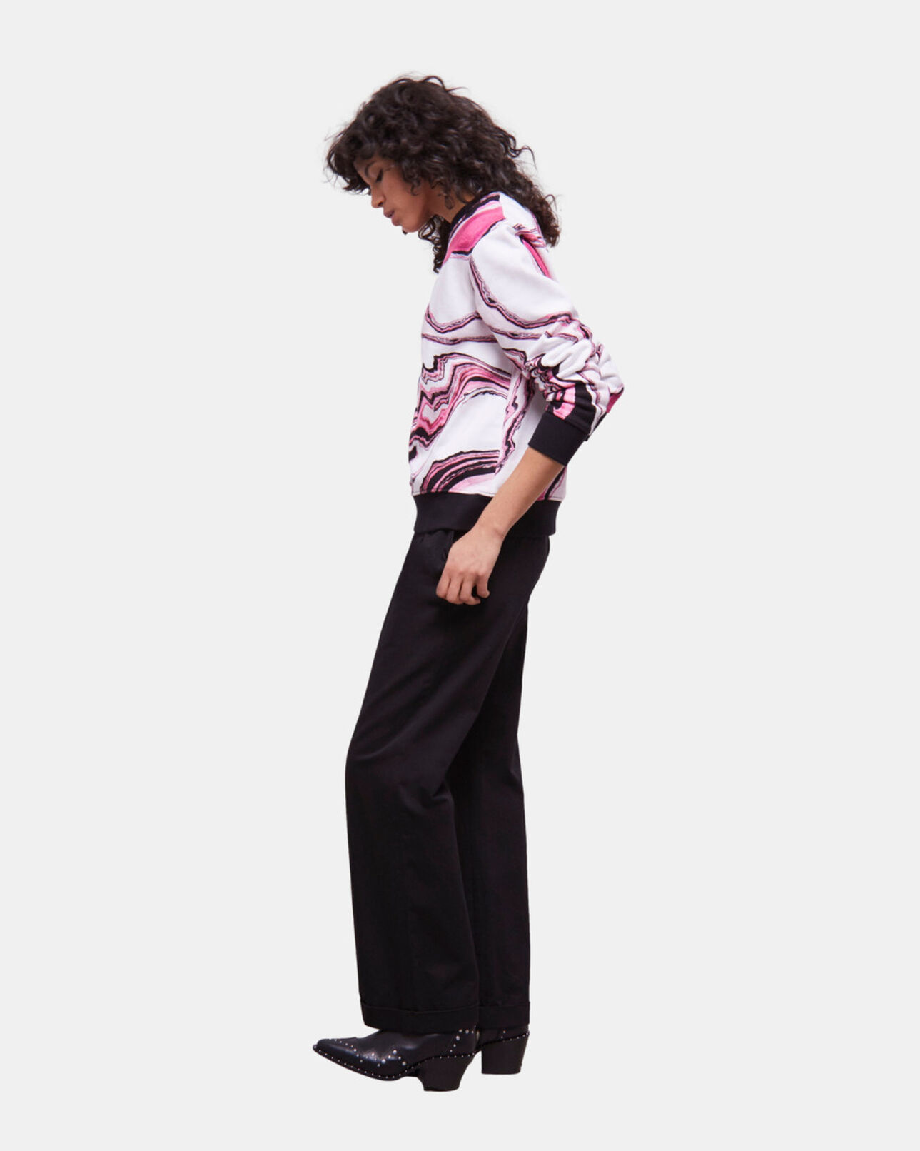 The Kooples WOMEN WHITE PINK printed sweatshirt