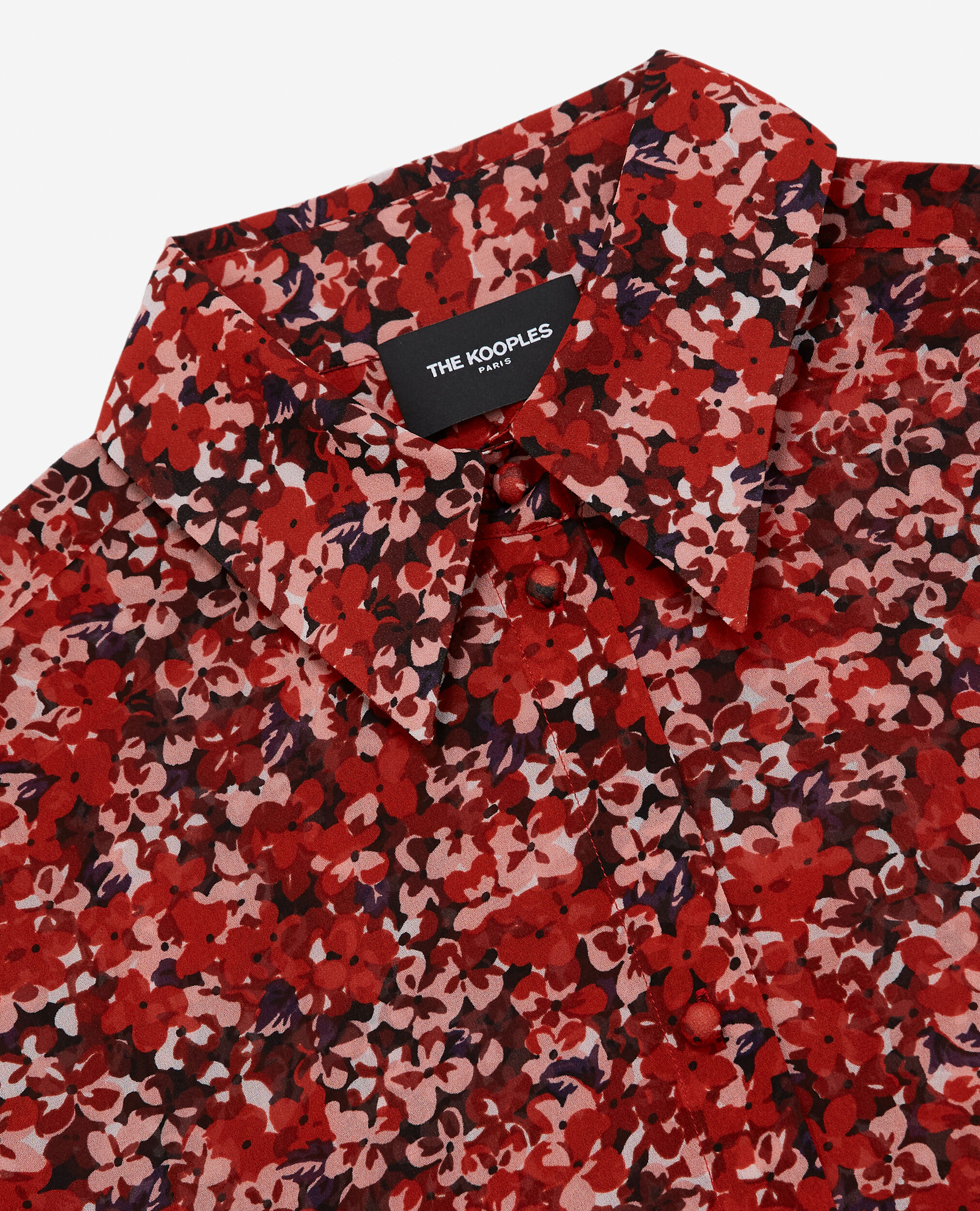 Camisa roja clásica estampado floral, RED, hi-res image number null
