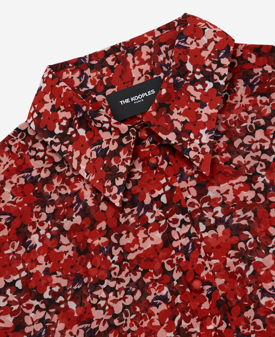 chemise rouge classique à imprimé fleuri