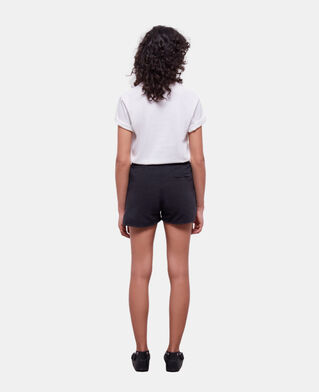 The Kooples WOMEN BLACK WASHED black fleece shorts with western-style embroidery