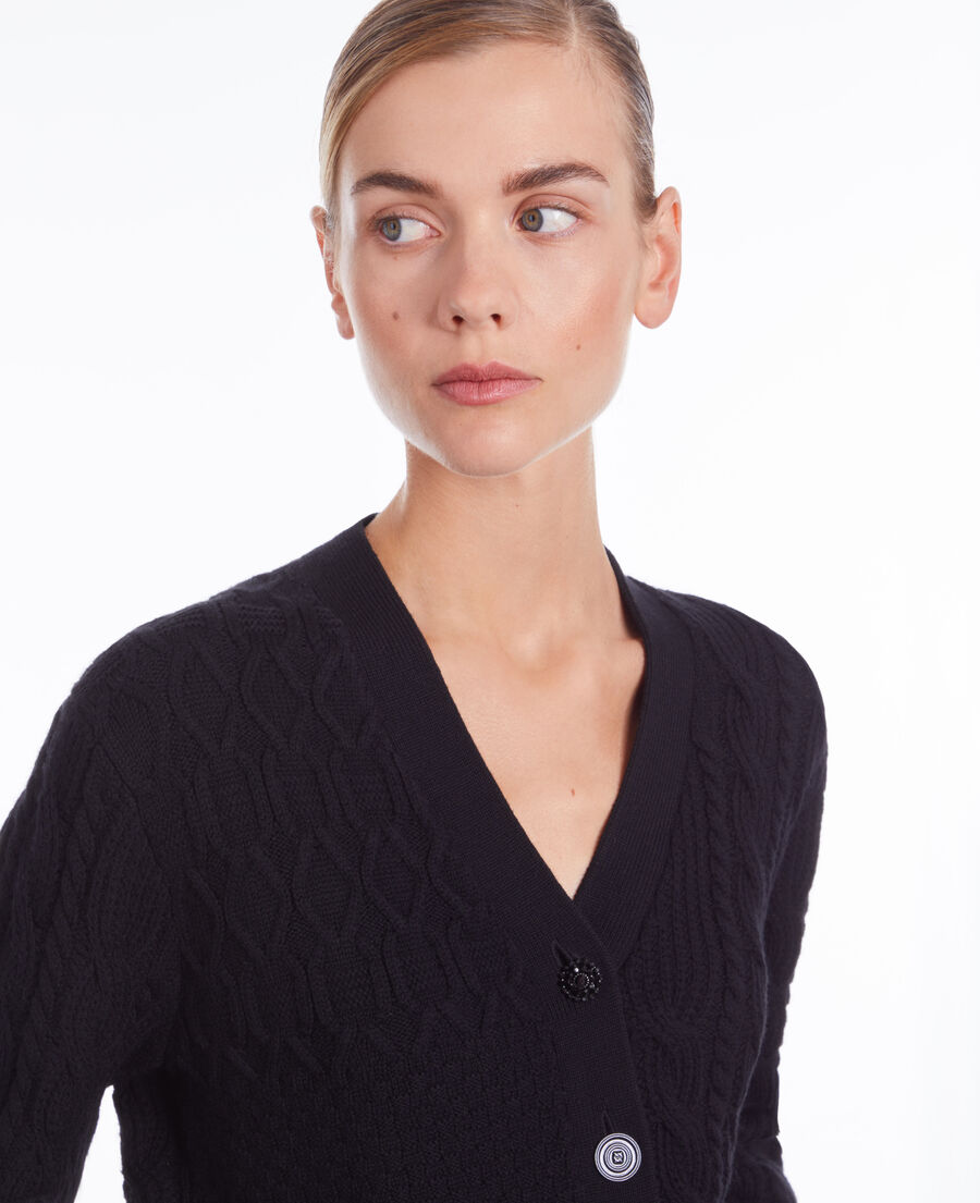 cardigan noir en laine torsadée