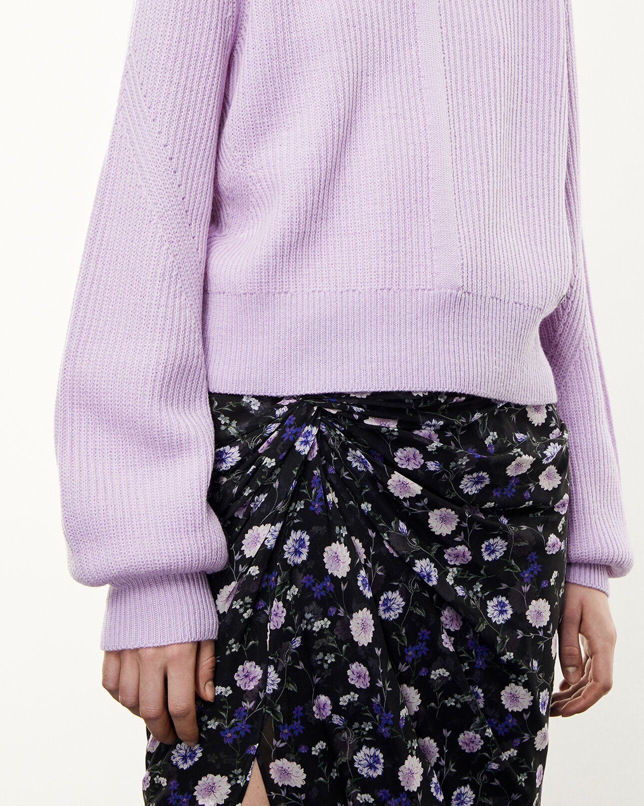 The Kooples FEMME PURPLE pull laine mérinos violet clair ample