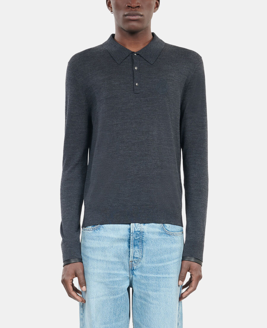 The Kooples MEN ANTHRACITE MELANGE grey wool sweater