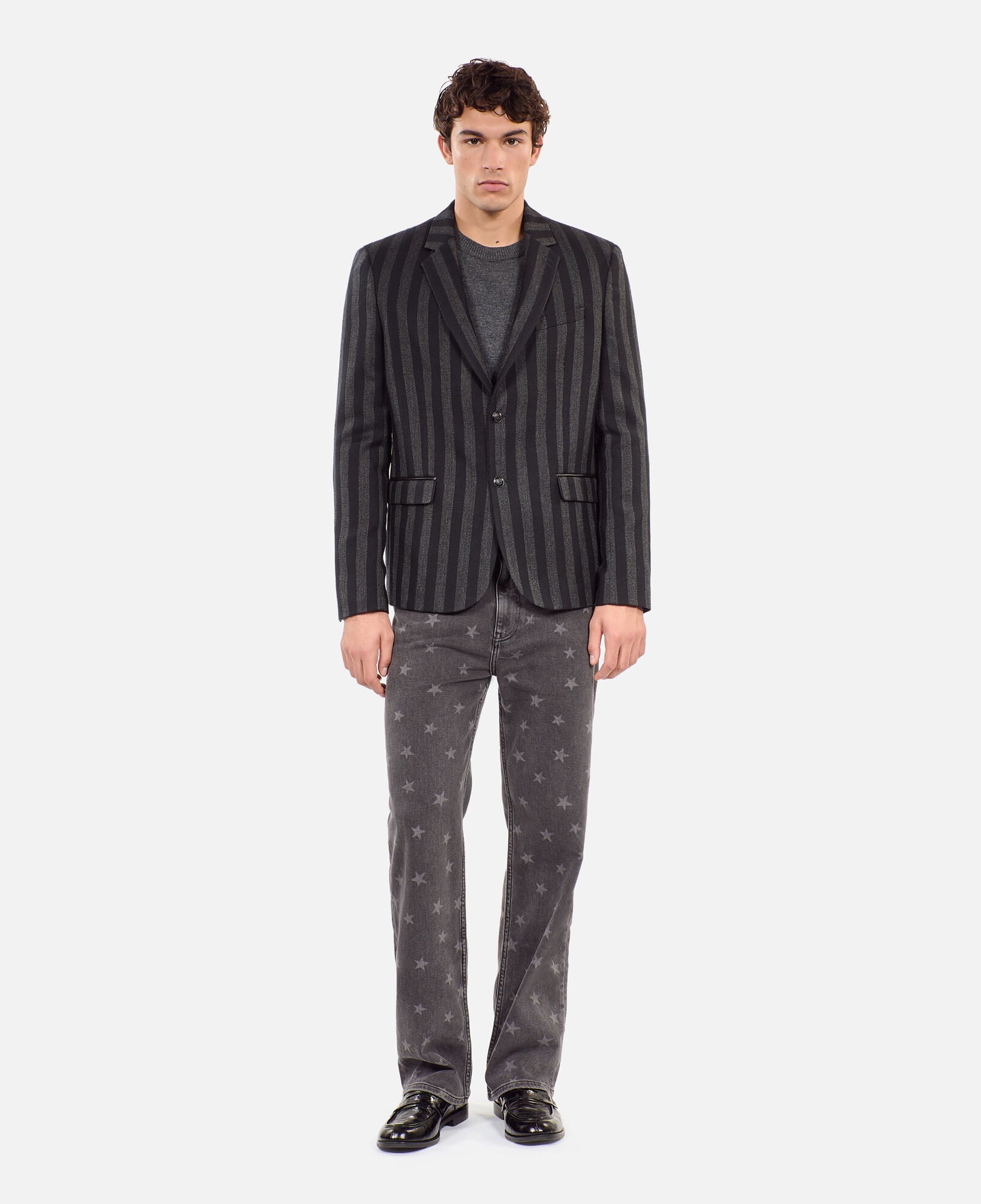 The Kooples HOMME BLACK GREY blazer en laine à rayures