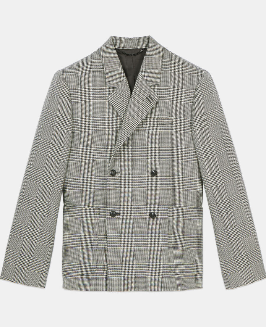 The Kooples H BLACK WHITE black and white houndstooth wool suit jacket