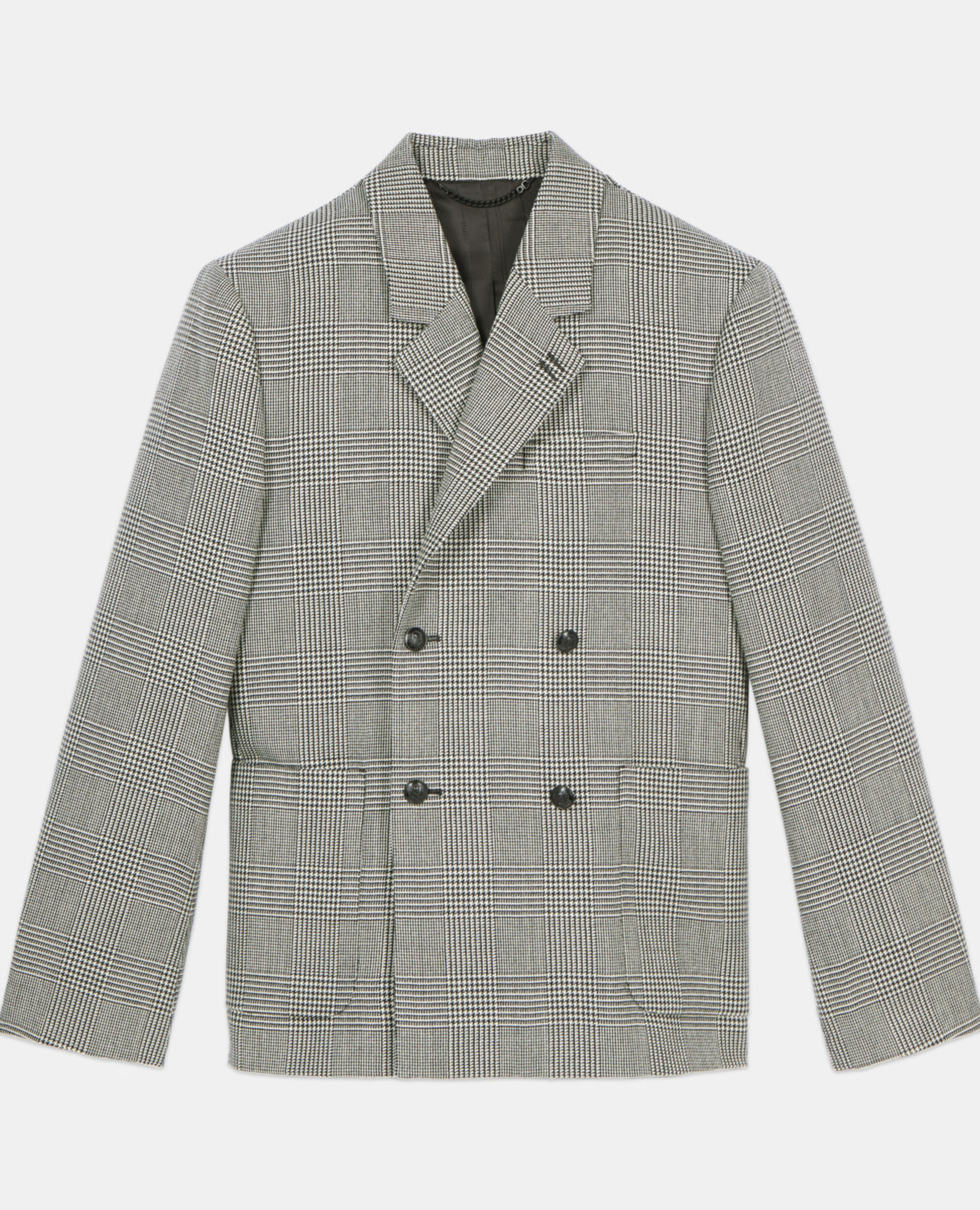 Black and white houndstooth wool suit jacket, BLACK WHITE, hi-res image number null