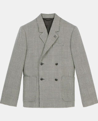 The Kooples H BLACK WHITE black and white houndstooth wool suit jacket