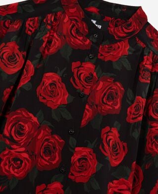The Kooples DAMEN BLACK - RED weites hemd mit blumendruck schwarz