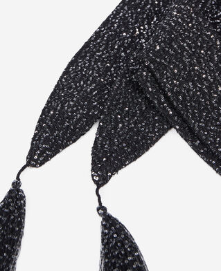 The Kooples F BLACK black thin sequined knit scarf