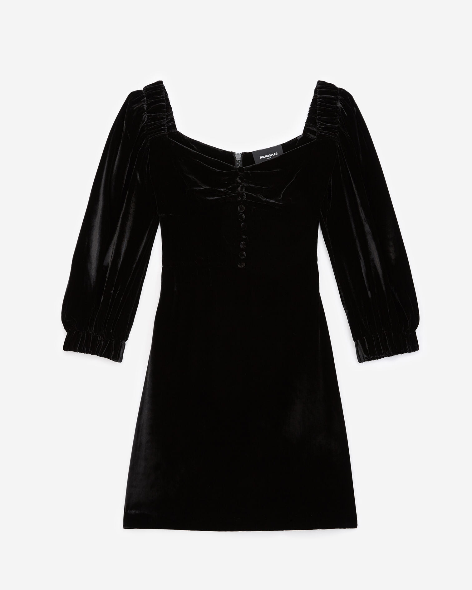 Black bustier dress in velvet, BLACK, hi-res image number null