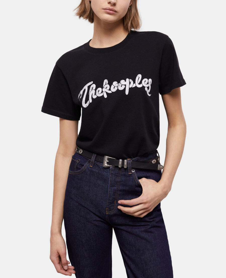 camiseta negra serigrafiada snake logotipo