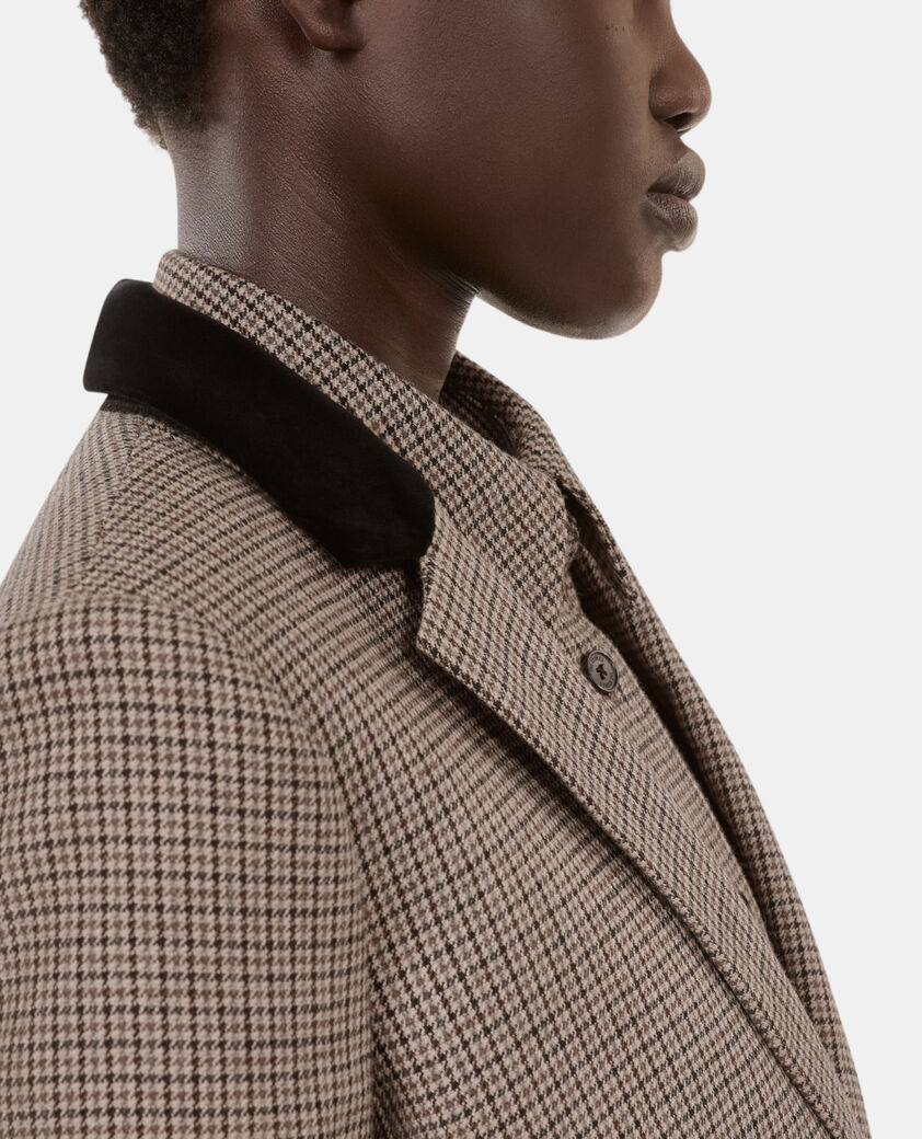 The Kooples FEMME BEIGE-BROWN veste tailleur pied de poule beige