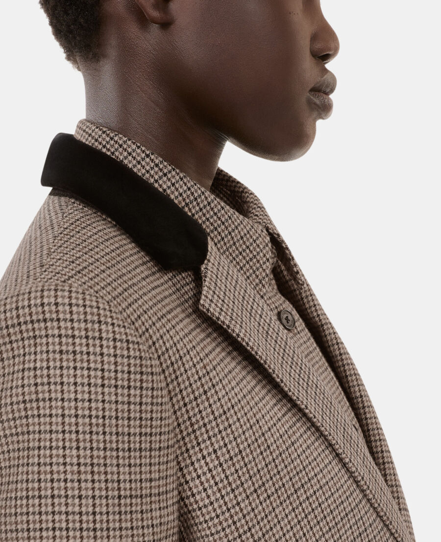 The Kooples FEMME BEIGE-BROWN veste tailleur pied de poule beige