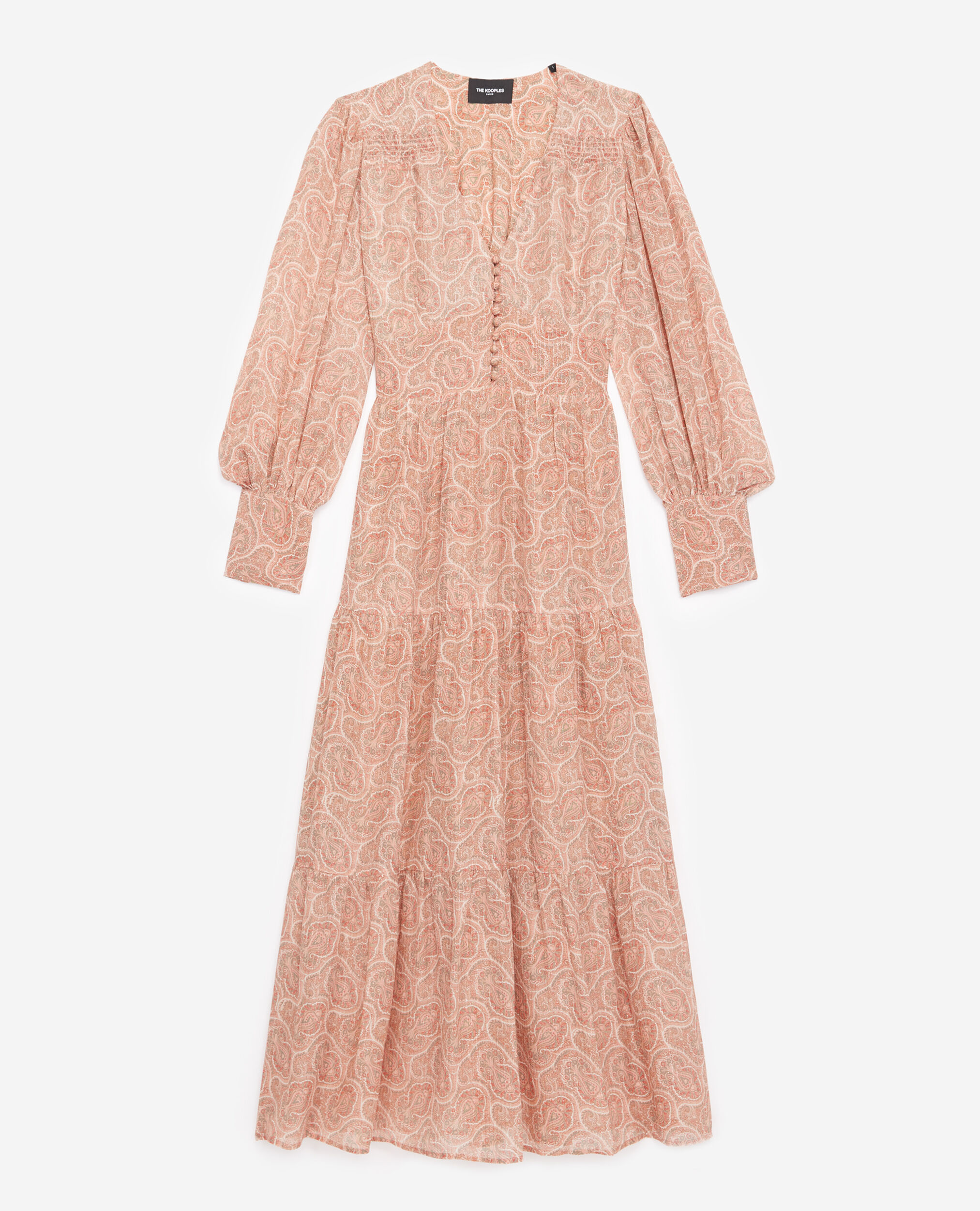 Long printed dress with pink paisley motif, PINK, hi-res image number null