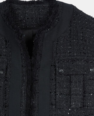 The Kooples WOMEN BLACK black tweed sleeveless jacket