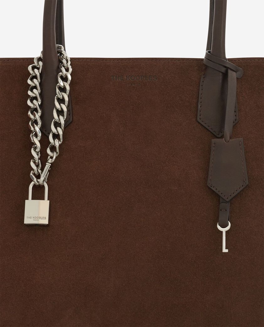 The Kooples FEMME CHOCOLATE sac cabas ming l en suède marron