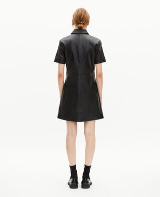 The Kooples FEMME BLACK robe courte en cuir noire
