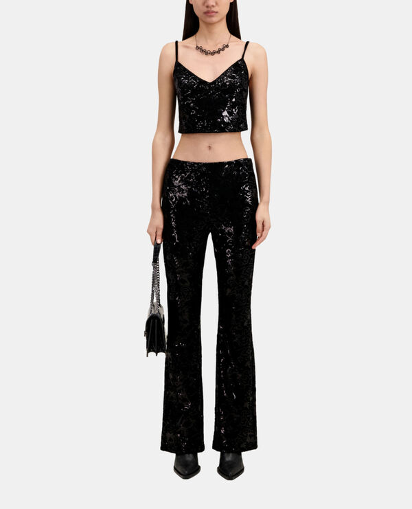 black velvet cropped top with sequins