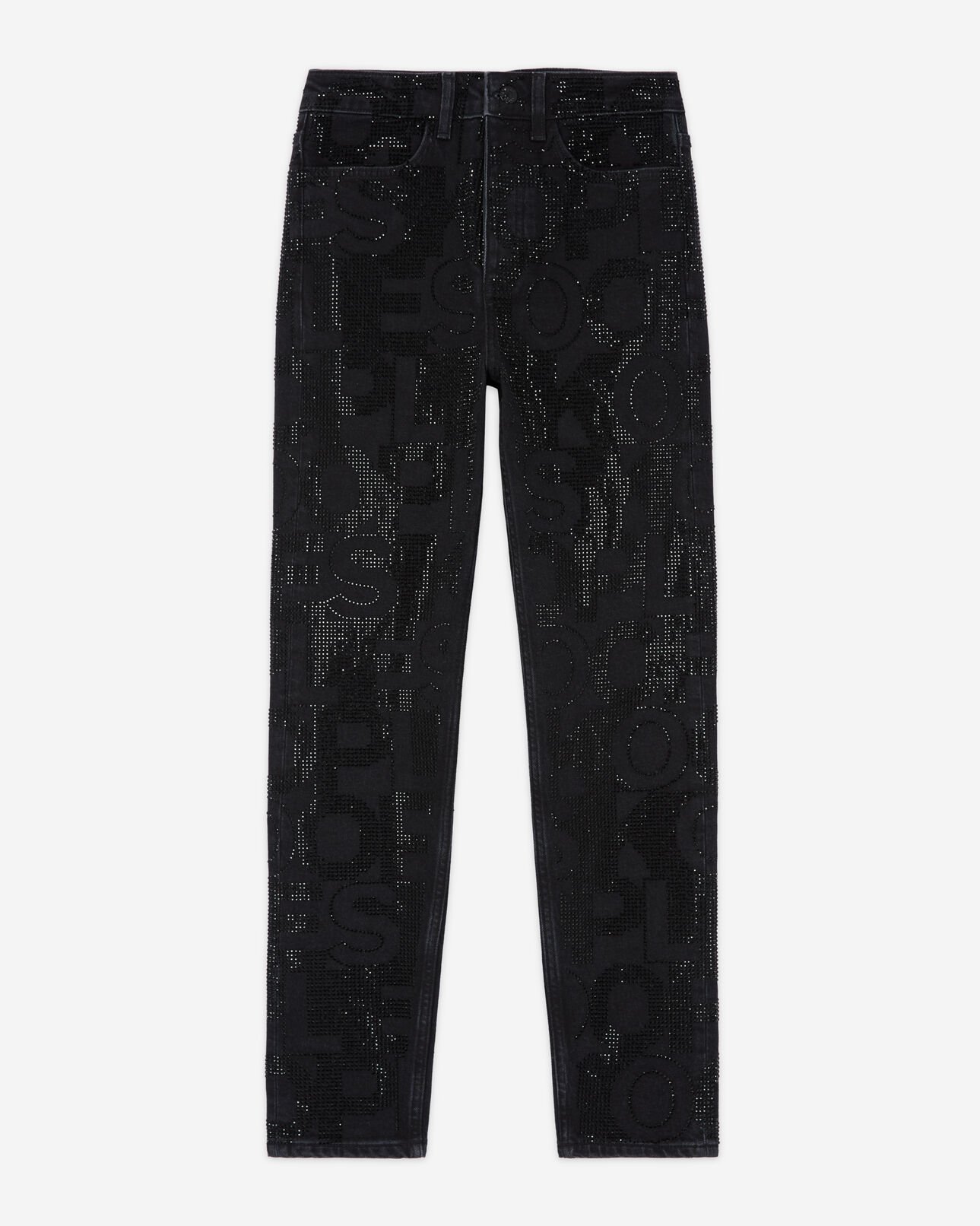 The Kooples FEMME BLACK WASHED jean slim logo et strass noir