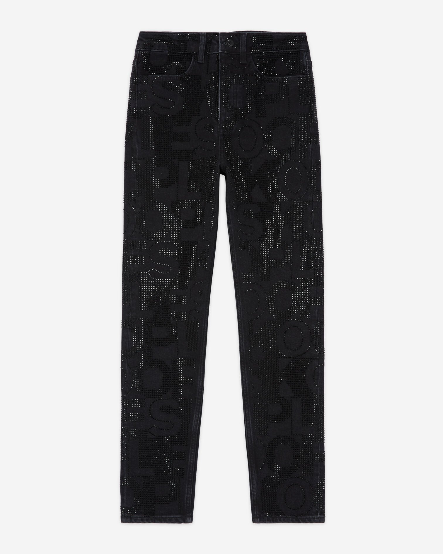 Jean slim logo et strass noir, BLACK WASHED, hi-res image number null