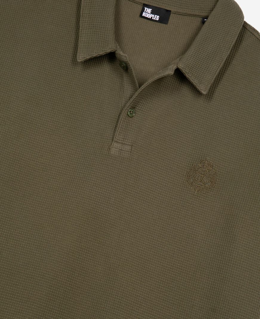 The Kooples HOMME KAKI polo en nid d'abeille avec blason kaki