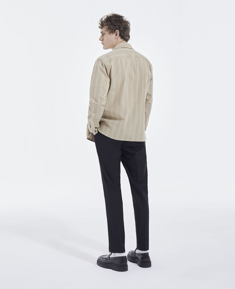 beige striped hawaiian-collar shirt